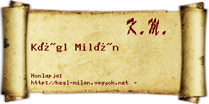Kégl Milán névjegykártya