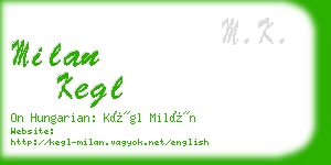 milan kegl business card